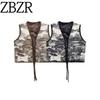 Zbzr Autumn New Women Clothes Western Style Fashion Ink Jacquard V-neck Knitted Double-sided Nylon Vest Vest Waistcoat