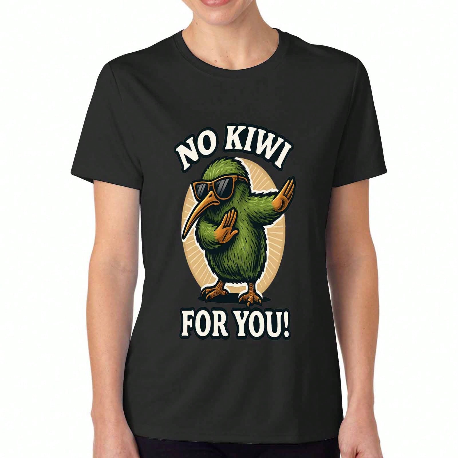 No Kiwi For You Women s Cotton T Shirt,Premium Cotton Print,Durable,Casual Fashion,Funny Kiwi Bird With Sunglasses Graphic Tee,Kiwi Bird Dab Dance Tsh S разноцветный