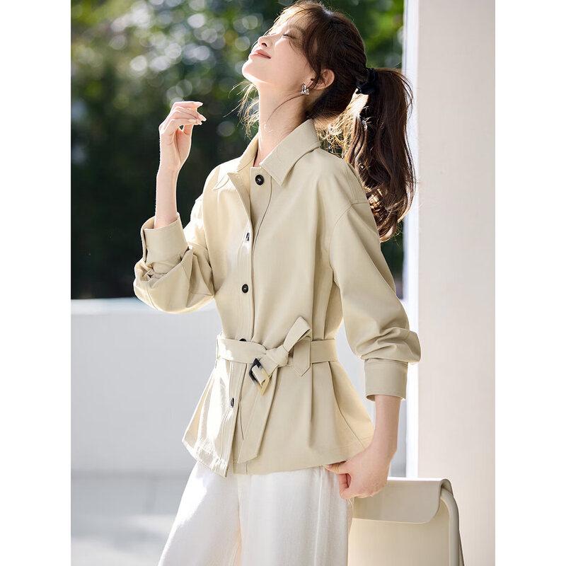 Women s Urban Classic Lapel Belted Trench Jacket M легкие хаки