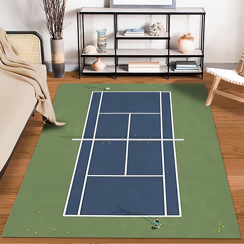 Tappeto Design Campo da Tennis Verde e Blu per Arredo Soggiorno Adatto per l'uso come antiscivolo per divani in soggiorno e camera da letto