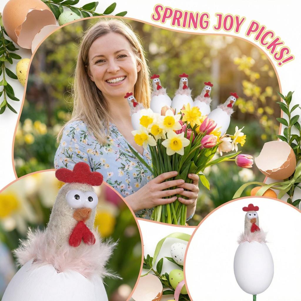 Påskdekoration Kreativ Liten Kyckling Blomsterarrangemang Stjälkar