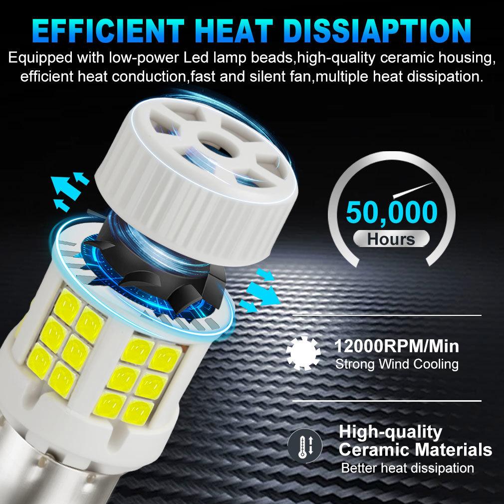 2Pcs Ceramic 1156 PY21W BAU15S LED Canbus P21W BA15S LED Bulbs No Hyperflash BAY15D 1157 P21/5W 36SMD 3030 Car Turn Signal Lights W/ Fan Auto Lamps