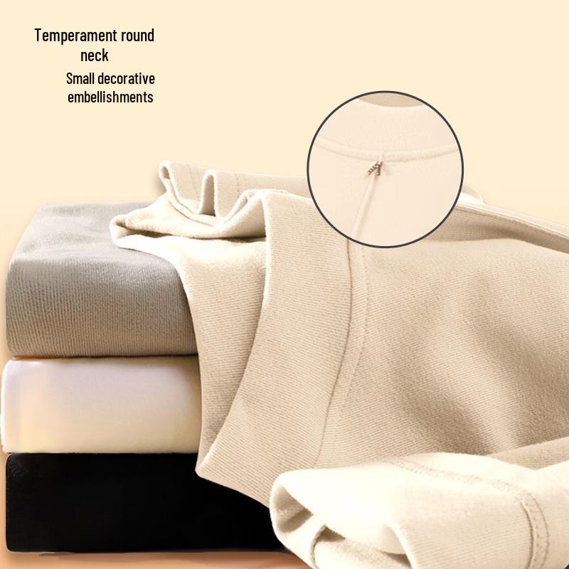 GUJIN Women's Double-Brushed Thermal V-Neck Top