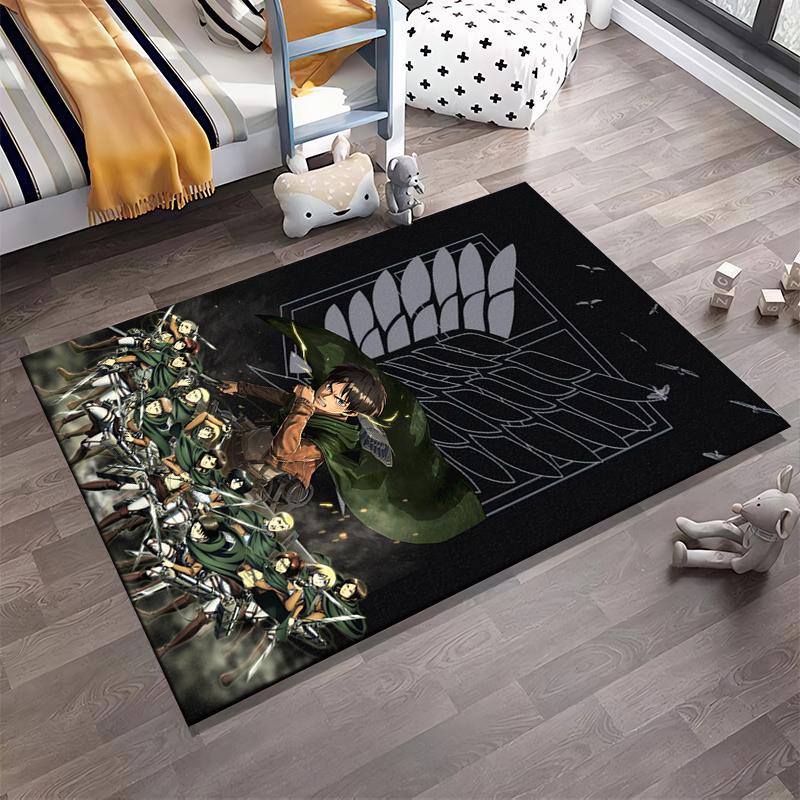"Attack On Titan Themed Carpet with Survey Corps and Wings Design" Suitable for Use As an Anti-slip for Living Room Bedroom Sofas