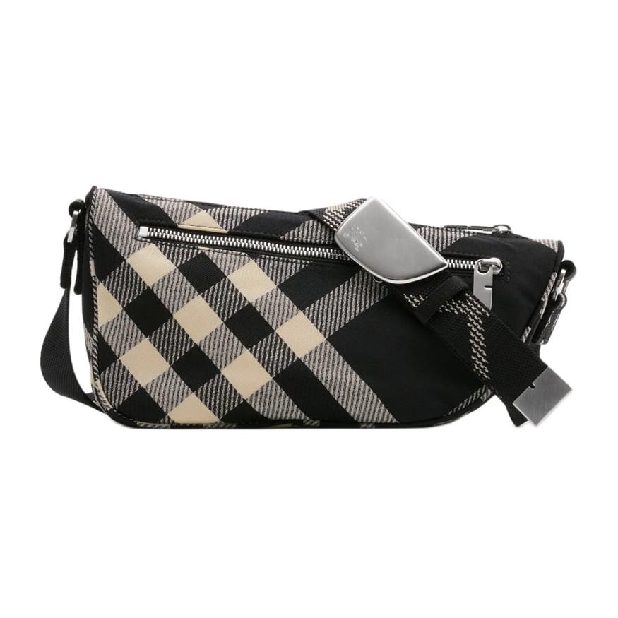 Burberry Shield Cotton With Polyester Shoulder Bag, Crossbody Bag Small Men's Black 80893011