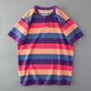American Retro Henley Shirt Men Heavy Weight Pure Cotton Minimalist Henry Collar Stripes Short Sleeve T-shirt Export Menswear T-shirt