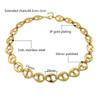 Edelstahl Ovaler Knopfglied Anhänger Halskette Choker Goldfarbe Statement Halskette 15mm Breit Mode Modern Party Schmuck