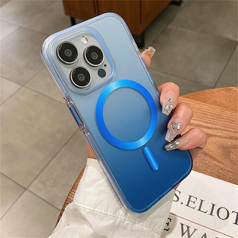 Luxury Bumper Matte Gradient Color Translucent For Magsafe Magnetic Phone Case for iPhone 15 14 Pro Max Hard Acrylic Armor Cover