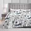 Retro Vintage Art Cute Dogs Blankets Soft Warm Street Trend Plush Throw Blanket For Couch Chair Flannel Bedspread Bed Cover