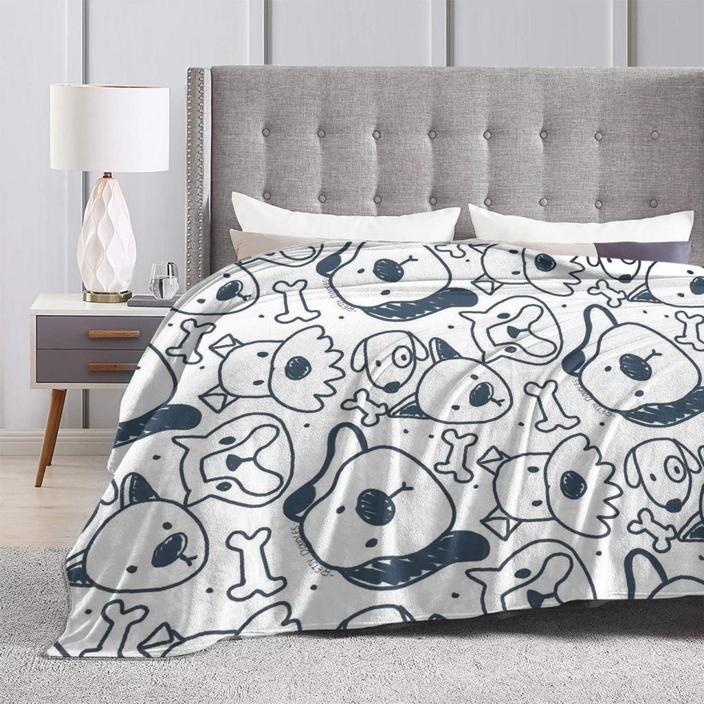 Retro Vintage Art Cute Dogs Blankets Soft Warm Street Trend Plush Throw Blanket For Couch Chair Flannel Bedspread Bed Cover