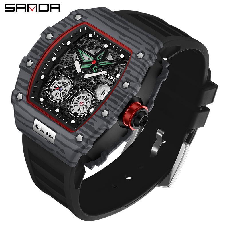 Sanda Men s Luminous Waterproof Beer Barrel-Shaped Quartz Watch with Calendar - Stylish and Cool Design