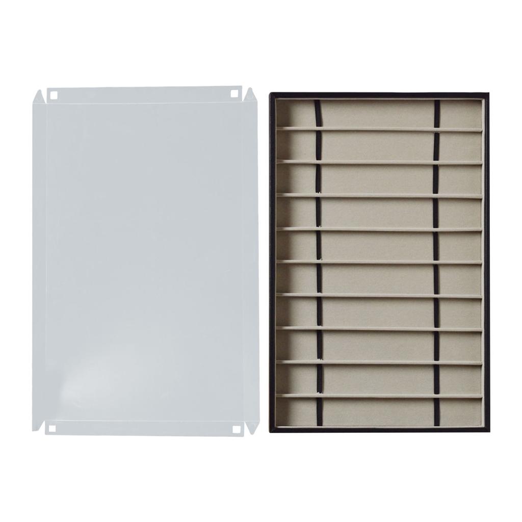 Bandeja de Armazenamento de Pulseiras de Relógio de 10 Compartimentos com Tampa Transparente para Pulseiras Colares Organizador de Joias Estojo de Exibição de Couro PU