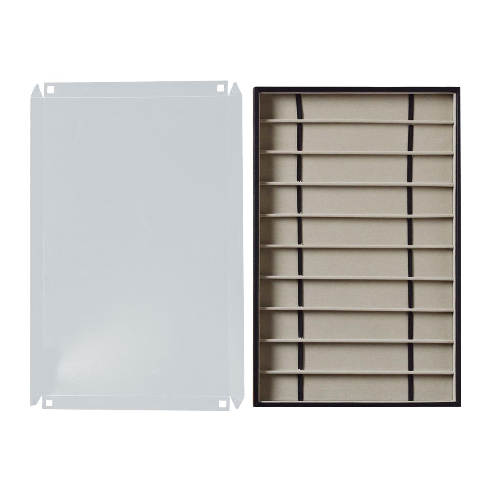 

10-ячеечный лоток для хранения ремешков для часов с прозрачной крышкой для браслетов, ожерелий, органайзер для ювелирных изделий, витрина из искусственной кожи серый