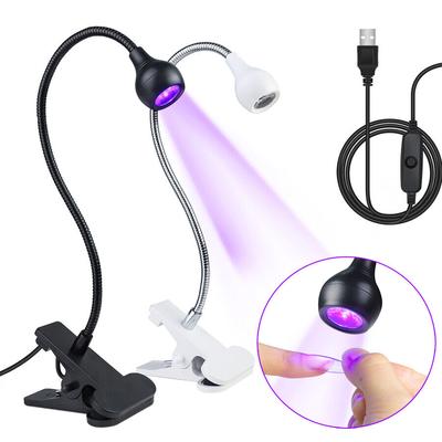 5W UV Gel Nail Curing Lamp, LED UV Light with Clip and Flexible Tube, Nail Dryer for Gel Polish