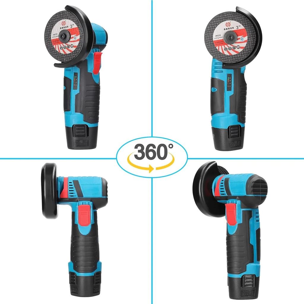Mini Angle Grinder, 19500rpm Electric Grinding Tool Mini Grinder Handheld Cutter,with 1pcs 12V 3600mAh