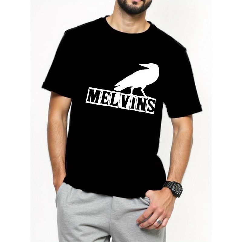 European Sizes Melvins Graphic Print T-Shirt - Casual Crew Neck Tee for Men, Perfect for Music Lovers & Youngsters