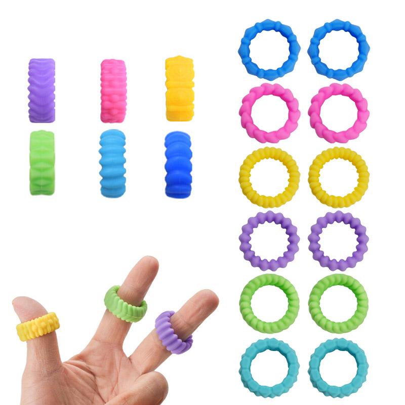 Texture 12Pcs Fidget Toys Sensory Rings For Kids Anxiety Stress Easing Toy Classroom Prizes Party Favors Bulk For Kids Adults Children's Birthday Gift