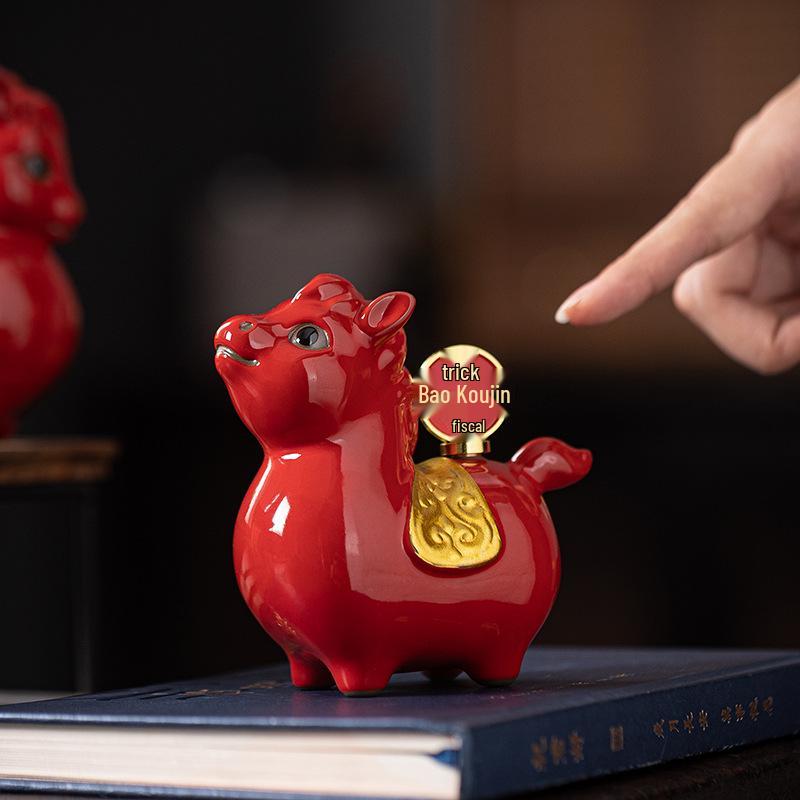 Chinese Ceramic Tang Horse Ornament Pair - Zodiac Year Desktop Decoration