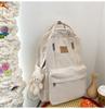 Japanese Style Student Schoolbag Unisex Big Capacity Nylon With Letter Embroidery For Casual Outings