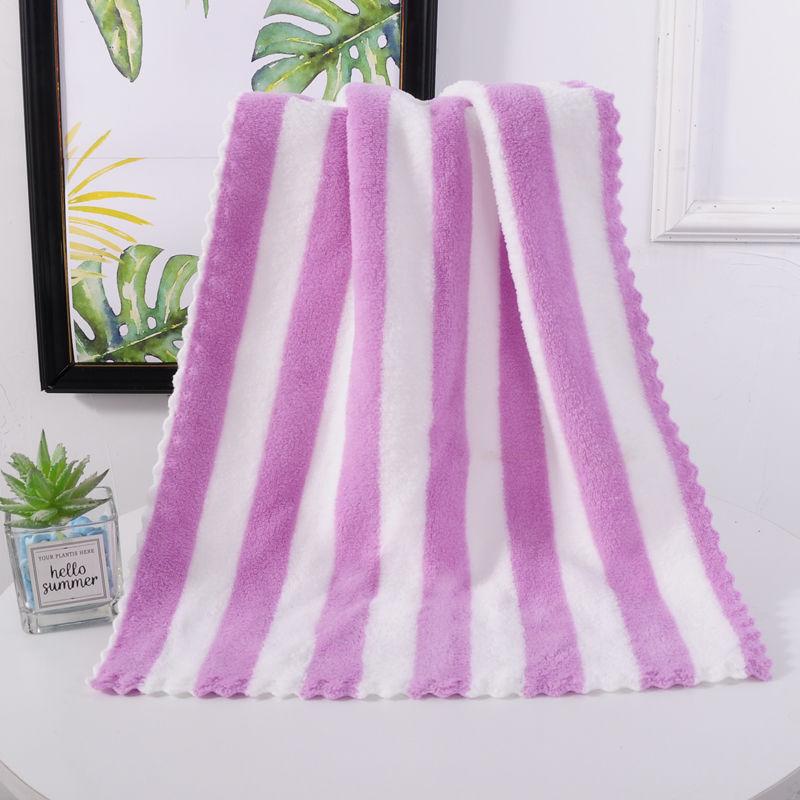 Thick Towel Absorbent Facial Towel Striped Coral Velvet Bath Towel Quick Drying Beach Towel Household Motion Bath Bath Towel