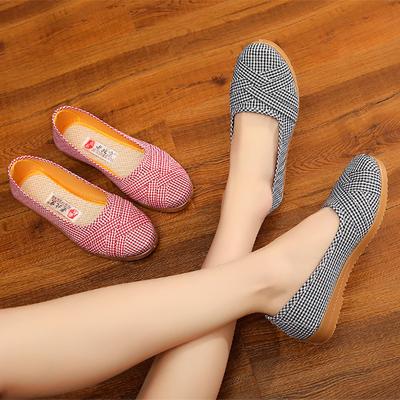 Fashion Comfortable Cloth Flat Shoes Cute Spring & Summer TPR Sole Single Shoe Slip On Loafers Lady Cool Street Shoes