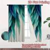2PC Home Feather Leaf Digital Printed Pattern Curtains with Landscape Background and Pole Bag Curtains, Kitchen, Coffee Shop, Li