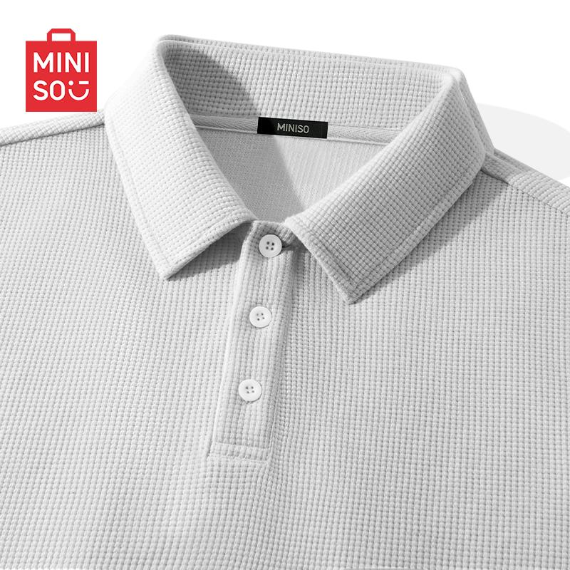 MINISO Men s Waffle Heavyweight Loose Polo Shirt L