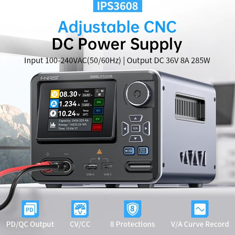 FNIRSI IPS3608 Alimentatore CC Regolabile 36V 8A 285W Alimentatore da Banco da Laboratorio Regolatore di Tensione e Corrente Interfaccia USB Type-C