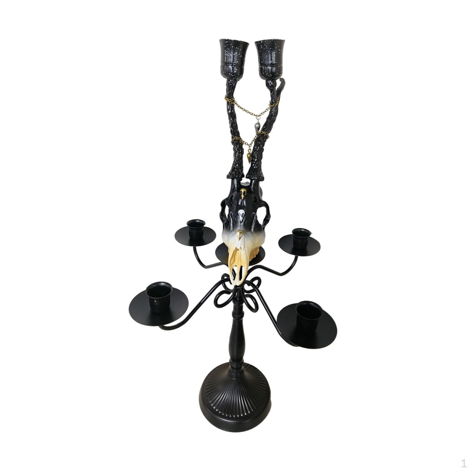 

Candelabra with Multi Arm Design, Cow Skull Candle Holder for Dining Area чорний