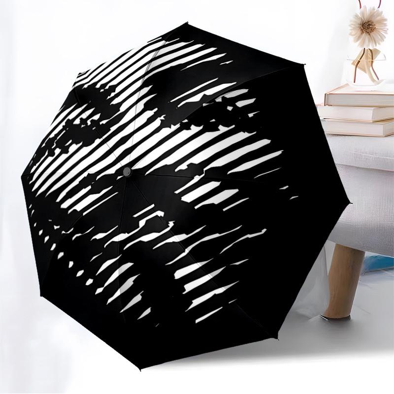 1pc Abstract Pattern Automatic Folding Umbrella] Durable Iron Frame & Rod, Portable Folding, Makes a Great Holiday Gift yy251016231