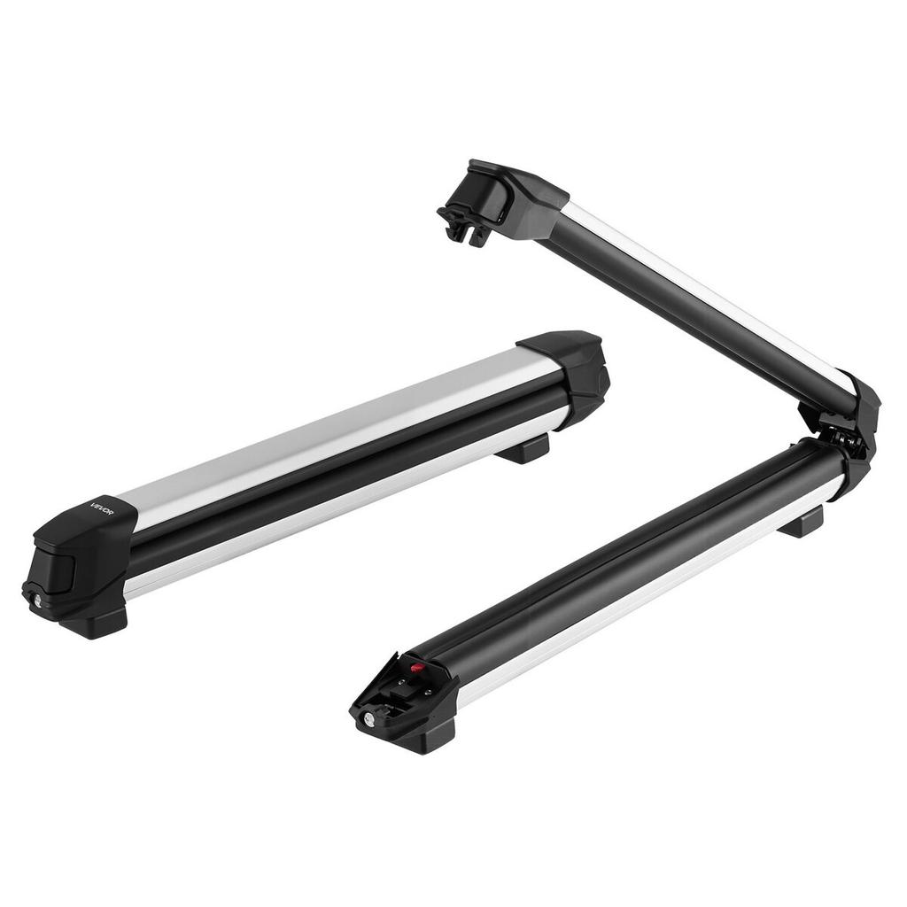 Ski & Snowboard Roof Rack, Carry up to 6 Pairs of Skis or 4 Snowboards, 2 PCS Aluminum Universal Car Roof Rack Top Holder with Lock & Rubber Padding