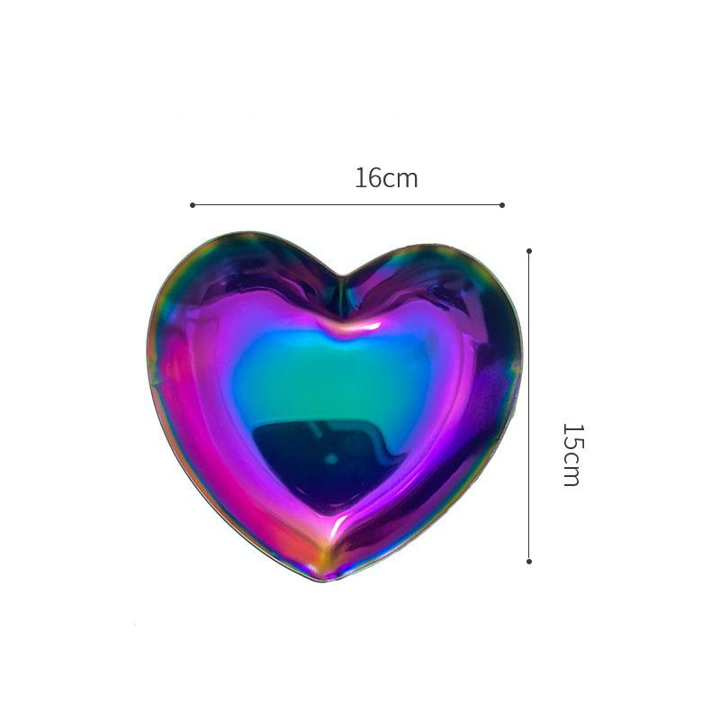 Ins Stainless Steel Water Heart Shape Cosmetics Storage Table Jewelry Tray Multi-Functional Home Dining Tray Containers