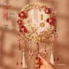 Ancient Style Double Circle Champagne Bride Fan - Handmade Chinese Xiuhe Wedding Fan DIY Material Pack