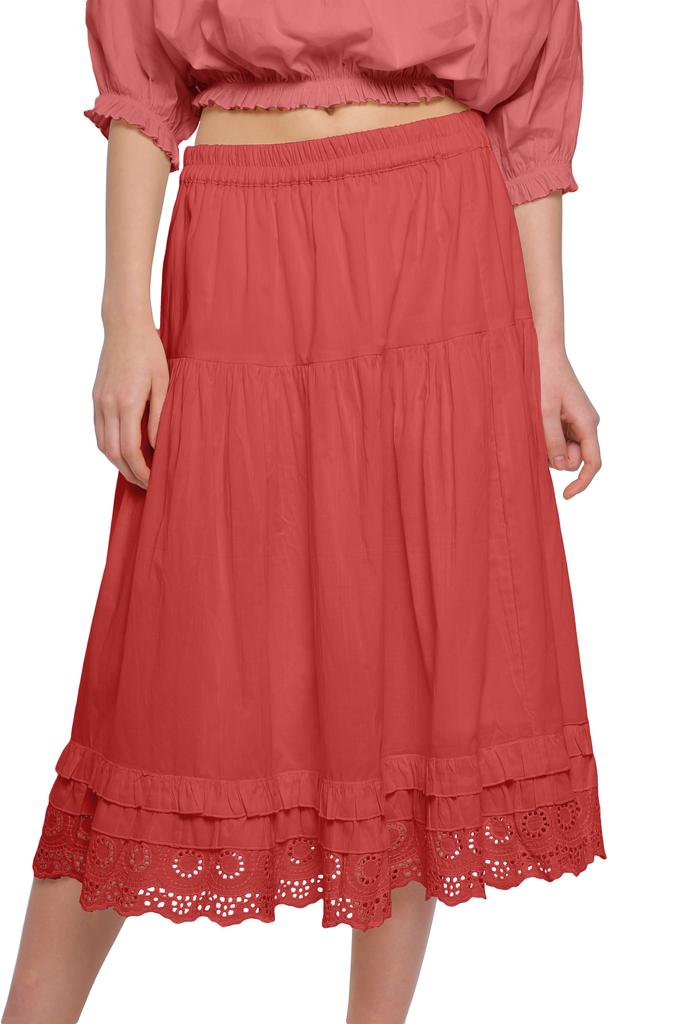 Moomaya Solid Skirts For Women Knee Length Cotton Flared Girls Skirt