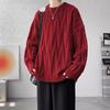 Men's Plus Size Year of the Horse Cable Knit Sweater - Wine Red Niche Design