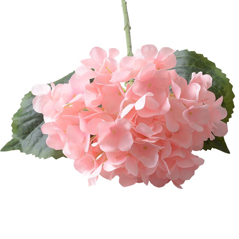 Artificial Hydrangea Single Stem with Leaves - Fake Flower for Wedding, Home, and Photography Decor