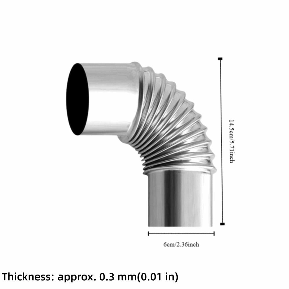Nerezové koleno 90 stupňů výfukové potrubí odolné kouřovod komínové potrubí kempingová kamna