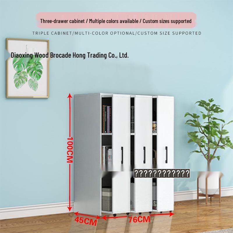 Mobile Dustproof Bookshelf: Sliding, Wheel-Equipped, Drawer-Type Storage Cabinet