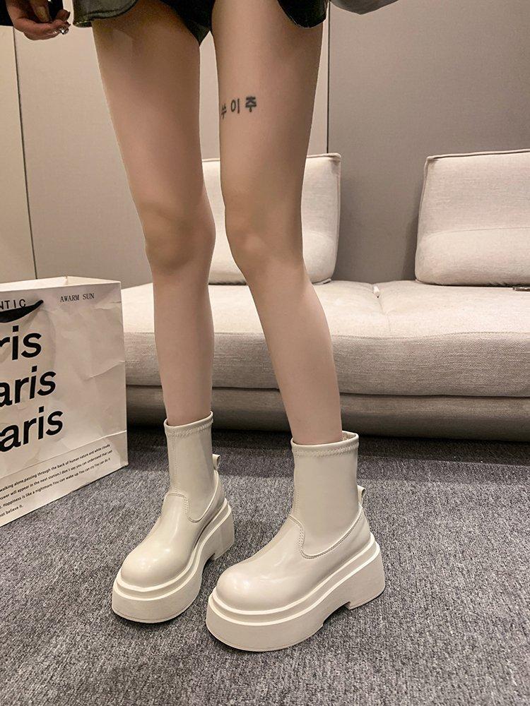 

Thick-soled thin elastic boots women s 2025 new autumn spice girls increase height small thin boots sleeve short boots 40