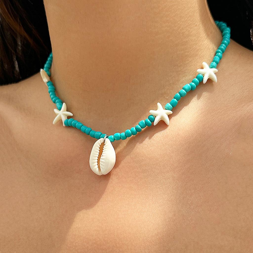 Accessories Beach Resort Rice Beads Beaded Necklace Female Ocean Wind Starfish Shell Necklace