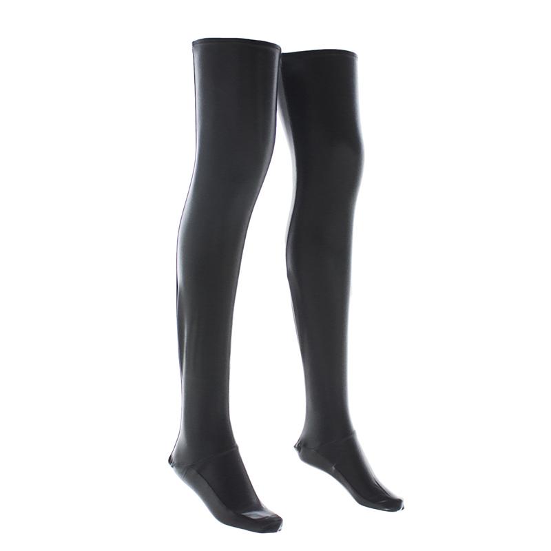 Plus Size Wet Look Pvc Leather Faux Boots Silicone Hold Up Thigh High Stockings Women Sexy Pole Dance Nightclub Party Hosiery