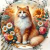 Metal Cat Wall Art Round Wreath Sign Waterproof Home Cafe Decor
