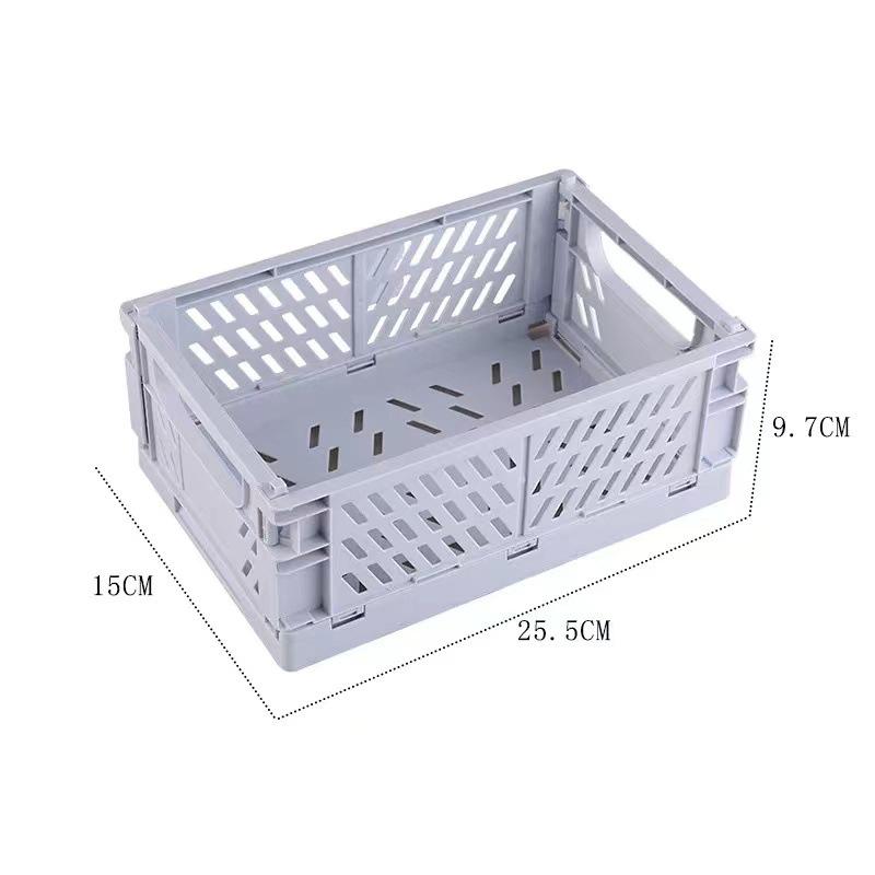 Korean Foldable Plastic Storage Box for Desk Organization and Skincare синий