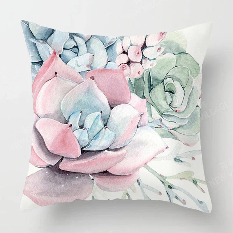 Nordic Fall Home Decor Autumn Throw Pillow Case Sofa Cushion Cover Modern 45X45Cm 45*45 50X50Cm 60X60 40X40Cm Plant Green Leaf