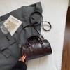 Casual retro bowling bag women's autumn handbag texture shoulder bag European and American large-capacity bag