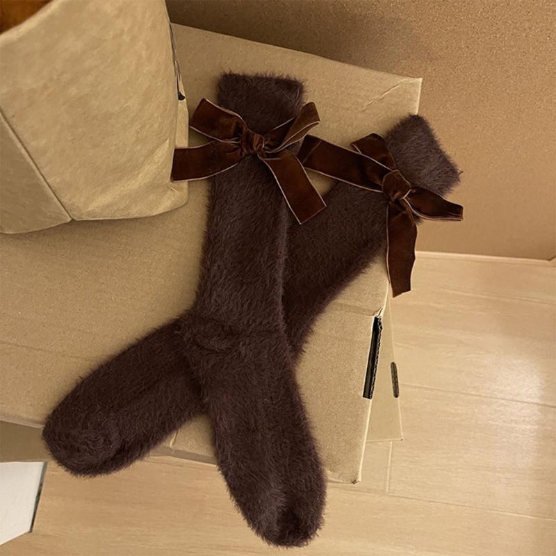 Cute Bowknot Socks for Women Middle Tube Sock Stylish Princess Dress Socks with Delicate Detail