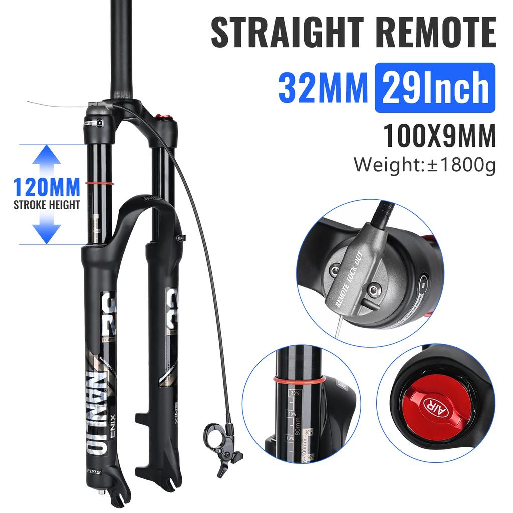 Nanlio X5 Air Suspension Fork 120mm Travel 1.8kg MTB XC Bike Fork 26/27.5/29 Inch Straight Tapered With Gift
