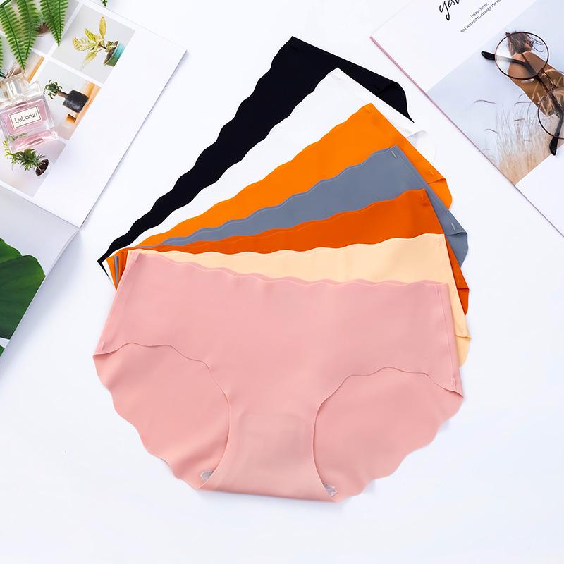 

Girls Plus Size Breathable Ice Silk Panties - Solid Color, Seamless, Mid-Low Waist Triangle Underwear XL