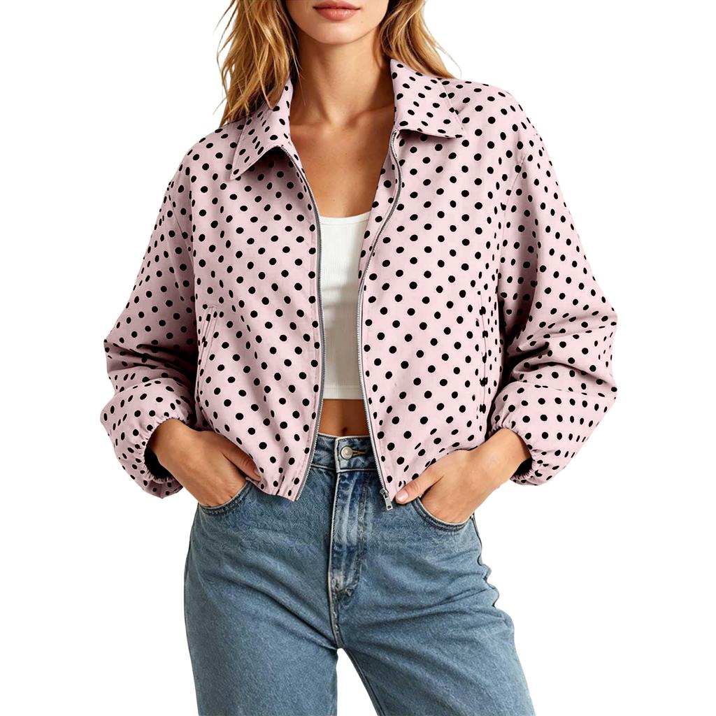Women's Fashionable Short Loose Fit Puff Jacket with Zipper and Long Sleeves for Everyday Wear
