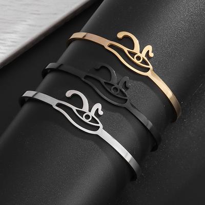 Hot Selling European and American Titanium Steel Horus Eye Open Bracelet Open Ring Combination Stainless Steel Material